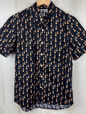 NWT Kennington Men’s Retro Light Bulb Black Short Sleeve Button Up Shirt Medium